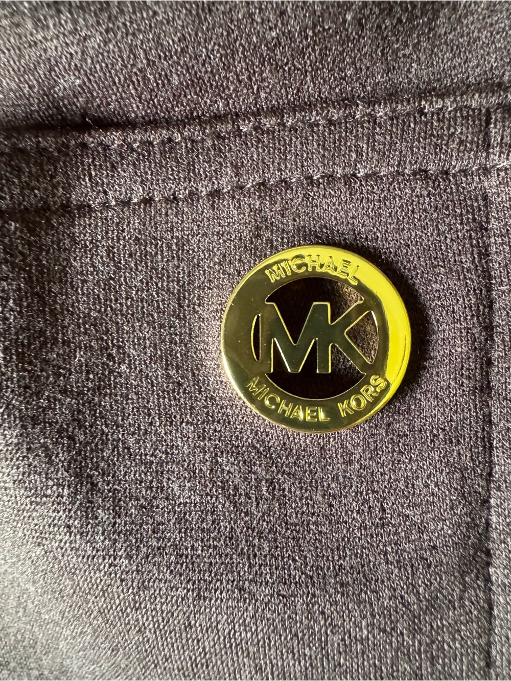 Michael Kors Brown Ponte Pants with Gold Logo Button - Picture 3 of 5